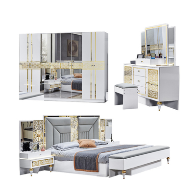Nhập khẩu Pháp Home Frame gỗ Master Room Double Bed Room Set Modern Wooden King Size Đồ nội thất phòng ngủ sang trọng