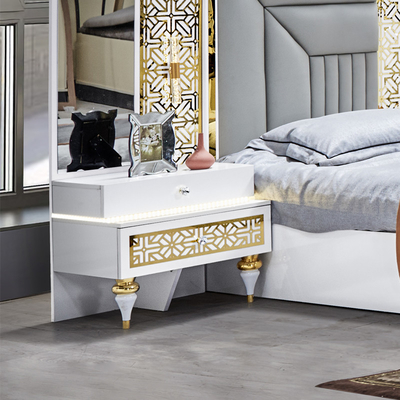 Nhập khẩu Pháp Home Frame gỗ Master Room Double Bed Room Set Modern Wooden King Size Đồ nội thất phòng ngủ sang trọng