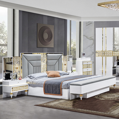 Nhập khẩu Pháp Home Frame gỗ Master Room Double Bed Room Set Modern Wooden King Size Đồ nội thất phòng ngủ sang trọng