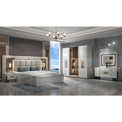 Chất lượng cao hiện đại hai khung gỗ King size giường gỗ chiếu sáng đầu giường Master Room sang trọng đầy đủ phòng ngủ đồ nội thất bộ