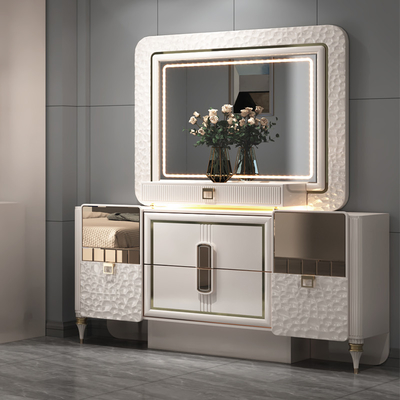 Thiết kế mới Modern Lighted Headboard gỗ King Size Bedroom Set khung gỗ kép Full Luxury Home Furniture phòng ngủ