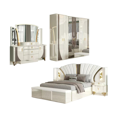 OEM bán buôn trắng hoàng gia sang trọng hai king size giường master phòng nhà hiện đại khung gỗ bộ đồ nội thất phòng ngủ đầy đủ