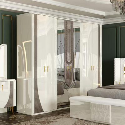 OEM bán buôn trắng hoàng gia sang trọng hai king size giường master phòng nhà hiện đại khung gỗ bộ đồ nội thất phòng ngủ đầy đủ