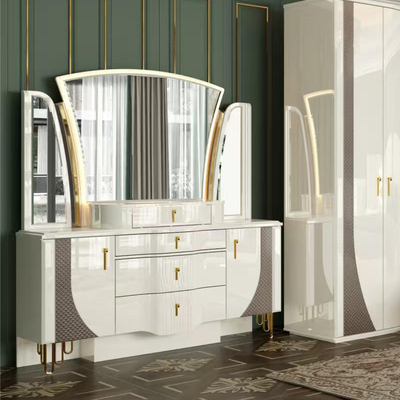OEM bán buôn trắng hoàng gia sang trọng hai king size giường master phòng nhà hiện đại khung gỗ bộ đồ nội thất phòng ngủ đầy đủ