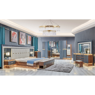 Chất lượng cao hiện đại gỗ king size giường đôi bộ da đầu giường gỗ đồ nội thất gia đình sang trọng phòng ngủ bộ