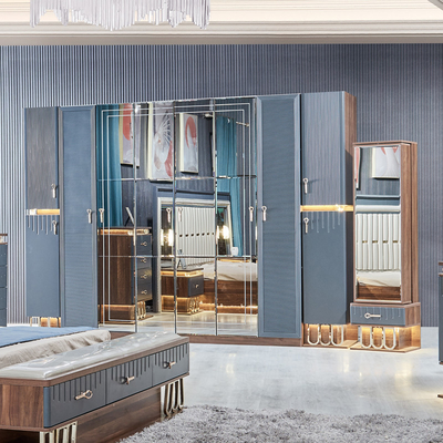 Chất lượng cao hiện đại gỗ king size giường đôi bộ da đầu giường gỗ đồ nội thất gia đình sang trọng phòng ngủ bộ