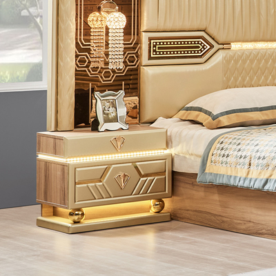 2025 Thiết kế hiện đại mới King Size giường da đôi Phòng chủ phòng đầy đủ thiết lập gỗ sang trọng 5 mảnh đồ nội thất nhà phòng ngủ thiết lập
