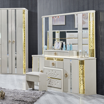 Nhà biệt thự sang trọng hiện đại Khung gỗ King Size Bed Home Hoàng gia cổ điển Queen gỗ đôi da bộ đồ nội thất phòng ngủ đầy đủ