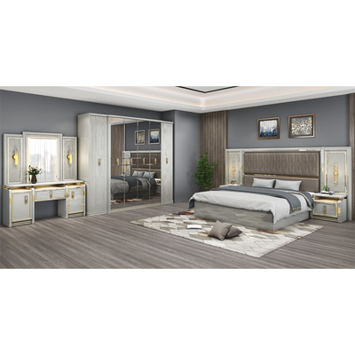 Toàn bộ da hiện đại gỗ king size giường 5 phần thiết lập hai phòng chủ hoàng hậu đầy đủ nội thất phòng ngủ nhà sang trọng