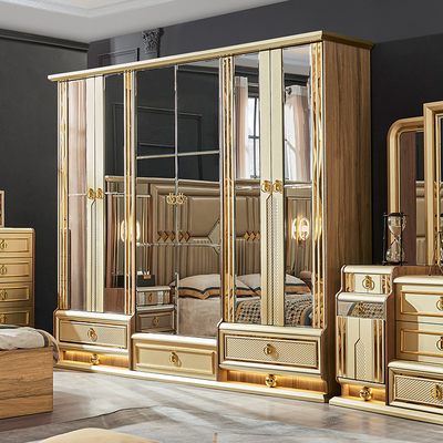 Gỗ Modern Gold King Size Bed Double Master Room Villa Home Royal Full Queen Thiết bị phòng ngủ gỗ sang trọng