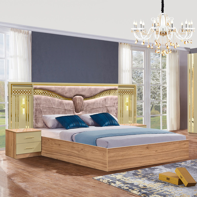2025 Full King Size Thiết bị phòng ngủ gỗ Thổ Nhĩ Kỳ Thiết bị khung gỗ Nhà giường đôi Giá rẻ Thiết bị phòng ngủ sang trọng