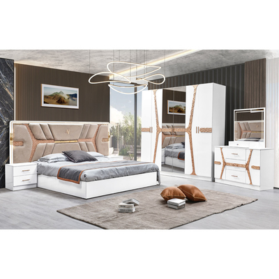 Phong cách sang trọng của Thổ Nhĩ Kỳ Khung gỗ King Size Set giường Led Headboard Modern Classic Full Home Thiết bị phòng ngủ gỗ