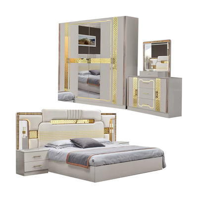 Phong cách sang trọng của Thổ Nhĩ Kỳ Khung gỗ King Size Set giường Led Headboard Modern Classic Full Home Thiết bị phòng ngủ gỗ