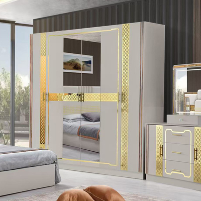Phong cách sang trọng của Thổ Nhĩ Kỳ Khung gỗ King Size Set giường Led Headboard Modern Classic Full Home Thiết bị phòng ngủ gỗ