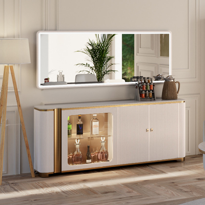 Thiết kế hiện đại Đàn Bàn ăn bằng gỗ lớn màu trắng và ghế đặt 4 chỗ
