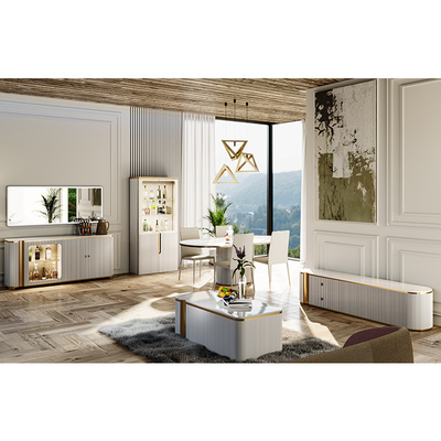 Thiết kế đơn giản Áo trắng kính hiển thị Wine Rack Phòng ăn Nội thất Phòng khách sang trọng hiện đại gỗ Home Bar Wine Cabinet
