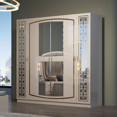 Bộ nội thất phòng ngủ hiện đại 5 món giá sỉ, đầy đủ cho căn hộ gia đình, khung gỗ hoàn chỉnh, giường đôi cỡ lớn sang trọng