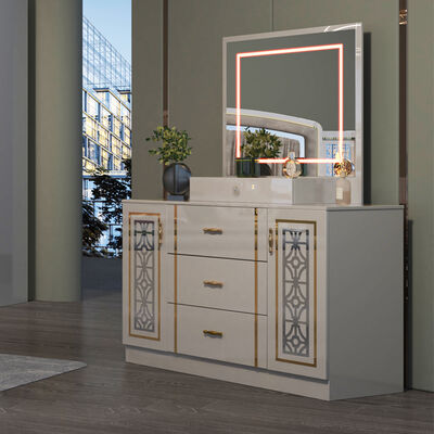 Bộ nội thất phòng ngủ hiện đại 5 món giá sỉ, đầy đủ cho căn hộ gia đình, khung gỗ hoàn chỉnh, giường đôi cỡ lớn sang trọng