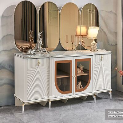 Bàn ăn sang trọng sang trọng và ghế đặt 6 ghế đồ nội thất nhà kho trắng hoàn chỉnh hiện đại phòng ăn gỗ lớn thiết lập