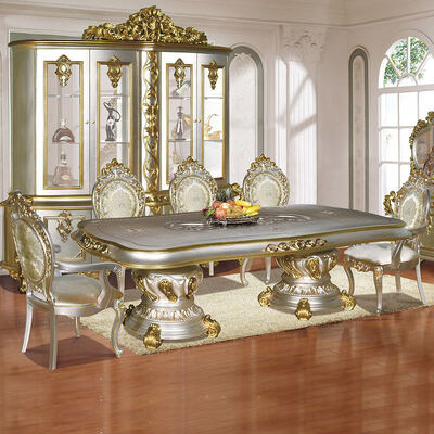 Antique Classic gỗ Luxury Dining Room Sets Thiết kế đồ nội thất Toàn bộ Vintage vàng châu Âu