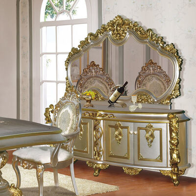 Antique Classic gỗ Luxury Dining Room Sets Thiết kế đồ nội thất Toàn bộ Vintage vàng châu Âu