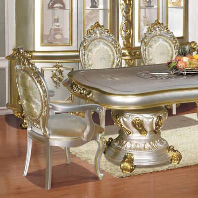 Antique Classic gỗ Luxury Dining Room Sets Thiết kế đồ nội thất Toàn bộ Vintage vàng châu Âu