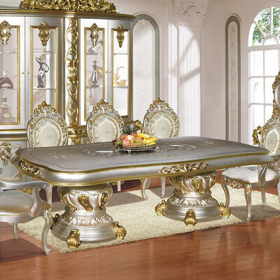 Antique Classic gỗ Luxury Dining Room Sets Thiết kế đồ nội thất Toàn bộ Vintage vàng châu Âu