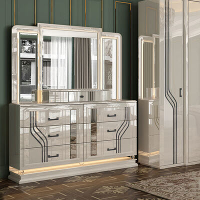 Phòng người lớn kiểu Thổ Nhĩ Kỳ Phòng ngủ hai phòng phòng ngủ phòng lưu trữ khung gỗ Chiếc ghế cao cấp King Size Bộ đồ nội thất phòng ngủ đầy đủ