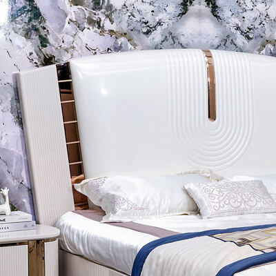 Gỗ cao cấp da King Size giường phòng ngủ đầy đủ bộ phòng ngủ hai phòng người lớn khung gỗ hoàn chỉnh bộ đồ nội thất phòng ngủ sang trọng hiện đại