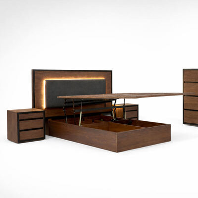 Đặt phòng ngủ bằng gỗ rắn đơn giản của Mỹ Đặt phòng ngủ đôi điều chỉnh Nhà lưu trữ Khung gỗ King Size Thiết bị phòng ngủ hoàn chỉnh