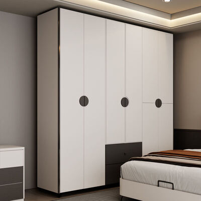 Phòng ngủ tối giản hiện đại Set King Size đầy đủ trong gỗ cổ điển với phòng lưu trữ Suite đồ nội thất phòng ngủ sang trọng ấm áp