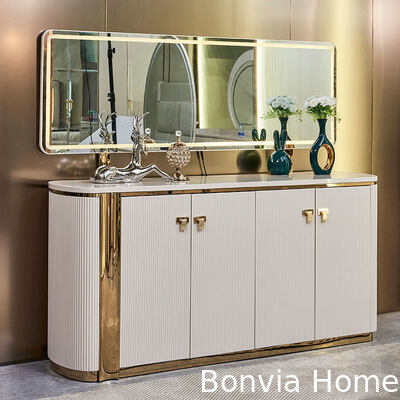 Phòng ăn gỗ màu trắng hiện đại 6 chỗ ngồi Hoàn chỉnh đồ nội thất nhà Cung cấp bàn ăn và ghế gỗ lớn