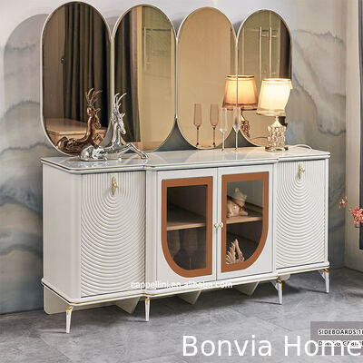 Bàn ăn sang trọng sang trọng và ghế đặt 6 ghế đồ nội thất nhà kho trắng hoàn chỉnh hiện đại phòng ăn gỗ lớn thiết lập