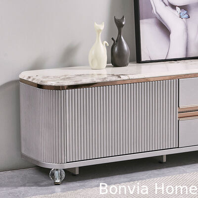 Thiết kế hiện đại TV gỗ cao cấp Đứng nhà đồ nội thất Kệ lưu trữ đá cẩm thạch cao tầng cao gỗ dài phòng khách TV Cabinet