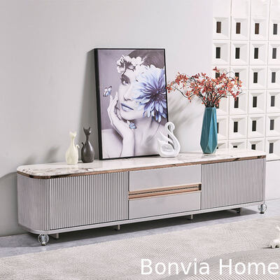 Thiết kế hiện đại TV gỗ cao cấp Đứng nhà đồ nội thất Kệ lưu trữ đá cẩm thạch cao tầng cao gỗ dài phòng khách TV Cabinet