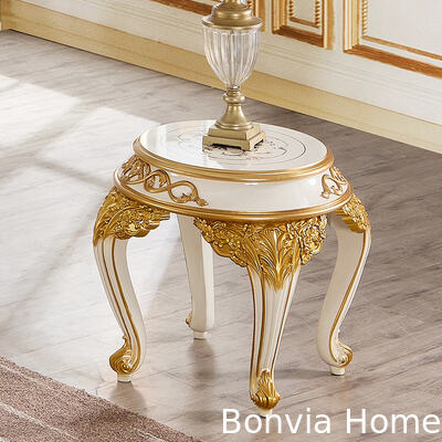 Tủ TV Phong Cách Cổ Điển Châu Âu Sang Trọng Hoàng Gia Nội Thất Biệt Thự Đồ Gia Dụng Lưu Trữ Chân Đế TV Gỗ Lớn Màu Trắng và Vàng Phòng Khách