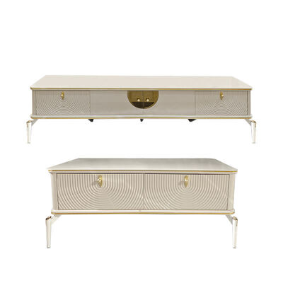 Thiết kế hiện đại hình chữ nhật Đứng TV gỗ trắng Phòng khách đồ nội thất Cung cấp lớn Tủ TV gỗ sang trọng