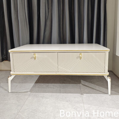 Thiết kế hiện đại hình chữ nhật Đứng TV gỗ trắng Phòng khách đồ nội thất Cung cấp lớn Tủ TV gỗ sang trọng