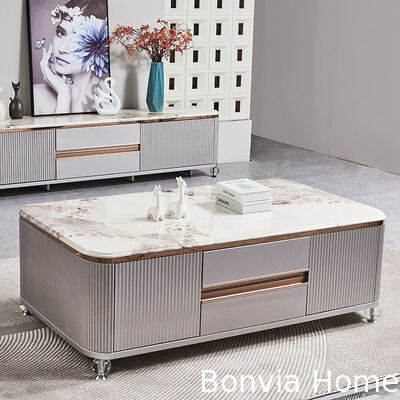 Modern Luxury Wooden Living Room Center Coffee Table Home Furniture Storage Large Marble Slate TV Stand và Coffee Table Set