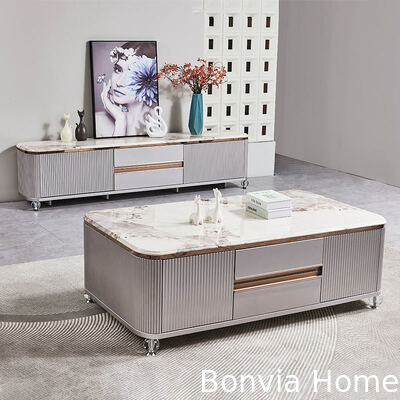 Modern Luxury Wooden Living Room Center Coffee Table Home Furniture Storage Large Marble Slate TV Stand và Coffee Table Set