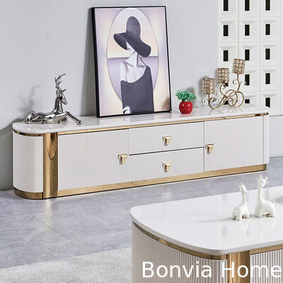 Bộ bàn trà và kệ tivi gỗ sang trọng hiện đại, nội thất lưu trữ lớn, bàn trà phòng khách bằng gỗ trung tâm màu trắng