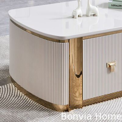 Bộ bàn trà và kệ tivi gỗ sang trọng hiện đại, nội thất lưu trữ lớn, bàn trà phòng khách bằng gỗ trung tâm màu trắng