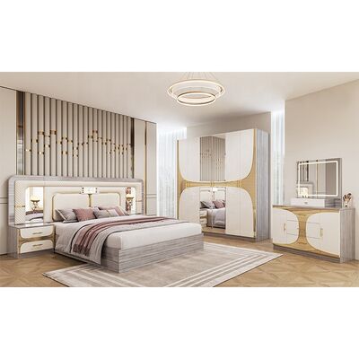 Phoshan bán buôn Đặt phòng ngủ Thổ Nhĩ Kỳ giá rẻ King Size Bed Frame Luxury Home Room Suite Thiết bị phòng ngủ hiện đại bằng gỗ