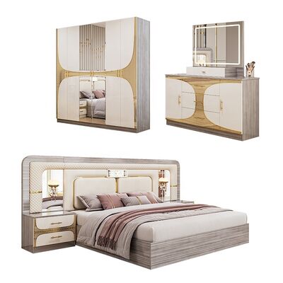 Phoshan bán buôn Đặt phòng ngủ Thổ Nhĩ Kỳ giá rẻ King Size Bed Frame Luxury Home Room Suite Thiết bị phòng ngủ hiện đại bằng gỗ