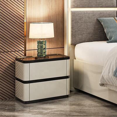 Chambre a Coucher Toàn bộ Phòng ngủ sang trọng Đèn đầu giường King Size Chỗ ngủ khung gỗ hai phòng ngủ hiện đại