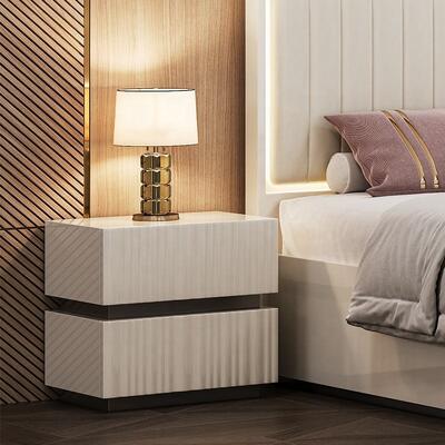 Modern Luxury King Size Bedroom Sets Double Bed LED Headboard Hotel Home Master Room Toàn bộ đồ nội thất phòng ngủ bằng gỗ