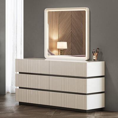 Modern Luxury King Size Bedroom Sets Double Bed LED Headboard Hotel Home Master Room Toàn bộ đồ nội thất phòng ngủ bằng gỗ