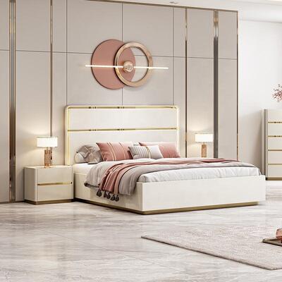 Ánh Sáng Sang Trọng Những Nơi Meuble De Chambre Bộ Phòng Ngủ Hoàn Chỉnh Hiện Đại Nội Thất Khung Gỗ Đôi Sang Trọng King Size Bộ Phòng Ngủ