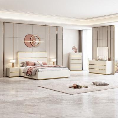 Ánh Sáng Sang Trọng Những Nơi Meuble De Chambre Bộ Phòng Ngủ Hoàn Chỉnh Hiện Đại Nội Thất Khung Gỗ Đôi Sang Trọng King Size Bộ Phòng Ngủ