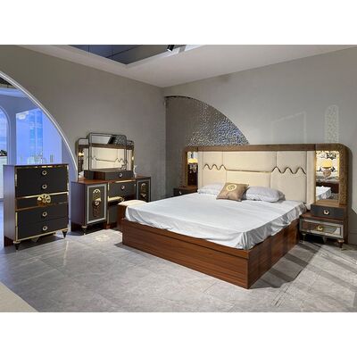 Phật Sơn Bán Buôn Sang Trọng Hoàn Chỉnh Phòng Ngủ Bộ 5 Miếng King Size Bộ Giường Ngủ Khung Gỗ Thổ Nhĩ Kỳ Hiện Đại Bộ Nội Thất Phòng Ngủ